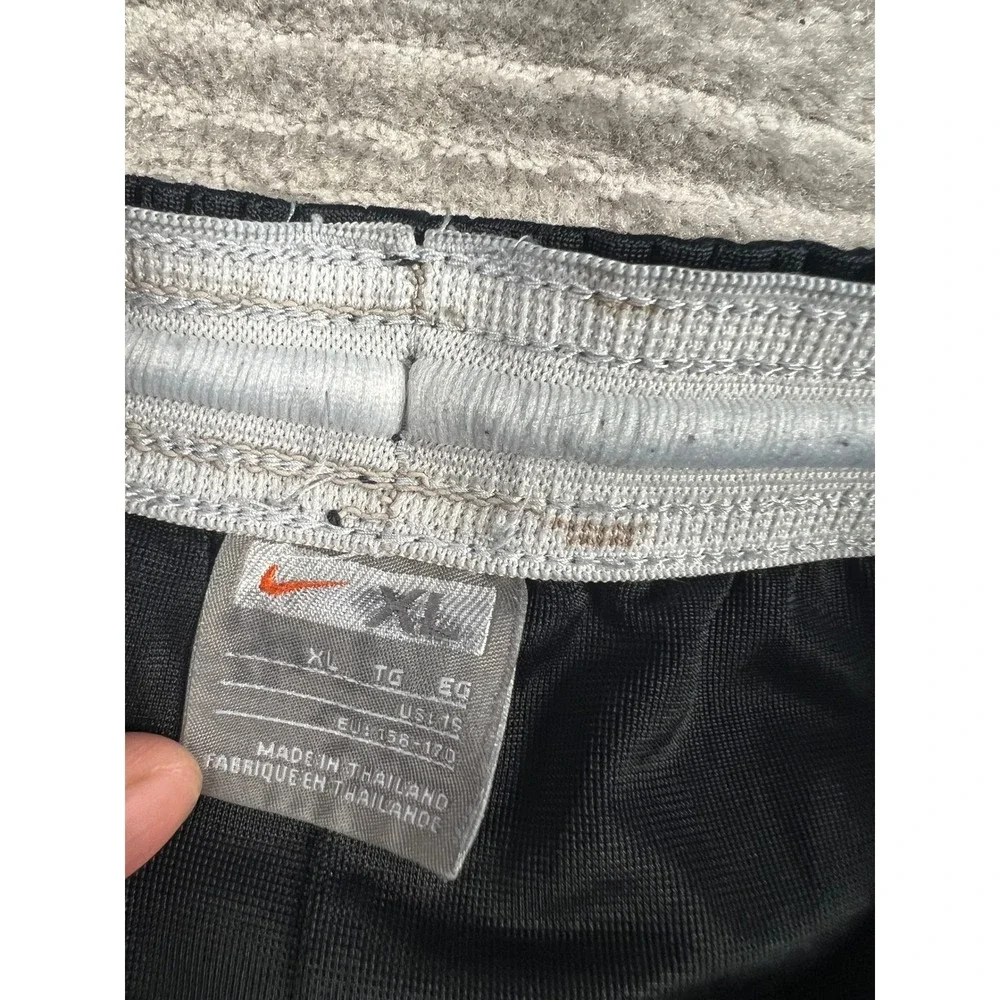Nike Athletic Shorts Boy XL Black Mesh White Stripe Swoosh Gym Sporty Drawstring